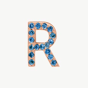 Rose Gold, Blue Diamond Letter Bead - Image 20