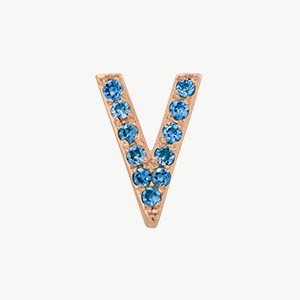 Rose Gold, Blue Diamond Letter Bead - Image 24