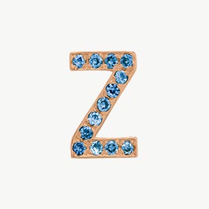 Rose Gold, Blue Diamond Letter Bead - Image 28