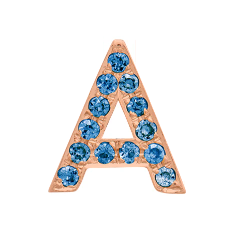 Rose Gold, Blue Diamond Letter Bead - Image 29