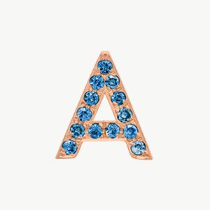 Rose Gold, Blue Diamond Letter Bead - Image 3