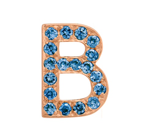 Rose Gold, Blue Diamond Letter Bead - Image 30