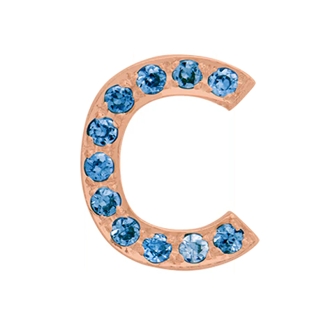 Rose Gold, Blue Diamond Letter Bead - Image 31