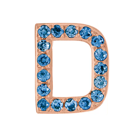 Rose Gold, Blue Diamond Letter Bead - Image 32