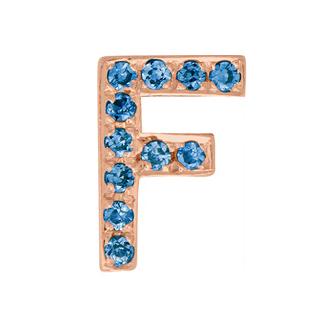 Rose Gold, Blue Diamond Letter Bead - Image 34