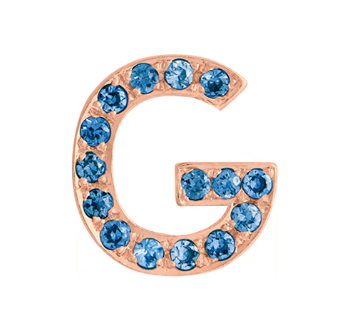 Rose Gold, Blue Diamond Letter Bead - Image 35