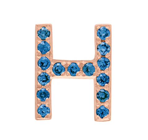 Rose Gold, Blue Diamond Letter Bead - Image 36