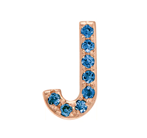 Rose Gold, Blue Diamond Letter Bead - Image 38