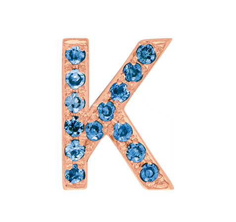 Rose Gold, Blue Diamond Letter Bead - Image 39
