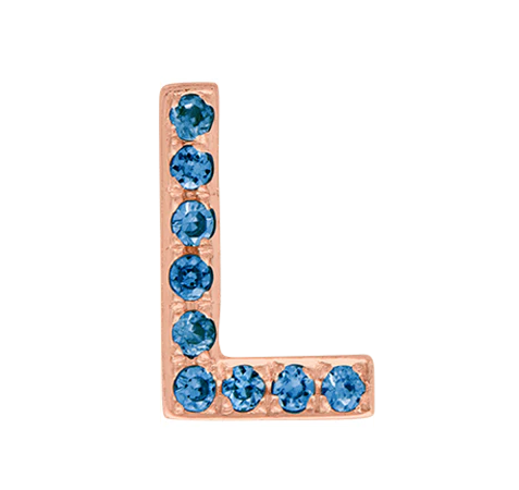 Rose Gold, Blue Diamond Letter Bead - Image 40