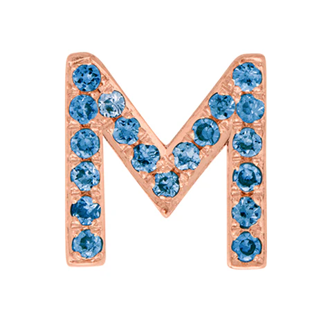 Rose Gold, Blue Diamond Letter Bead - Image 41