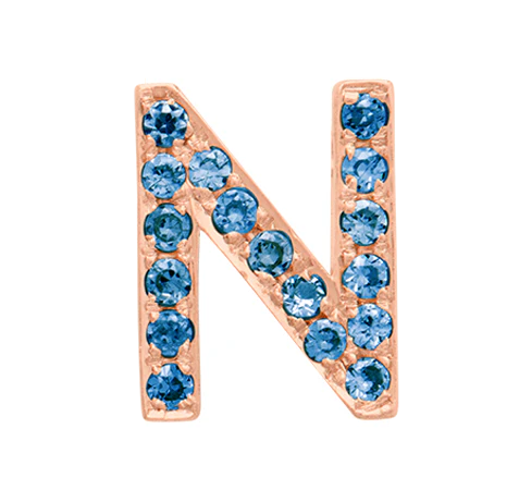 Rose Gold, Blue Diamond Letter Bead - Image 42