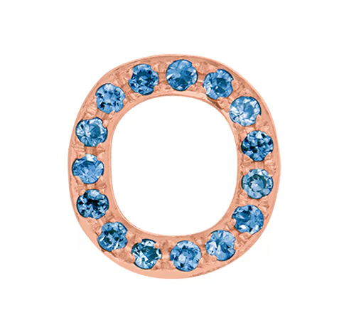 Rose Gold, Blue Diamond Letter Bead - Image 43