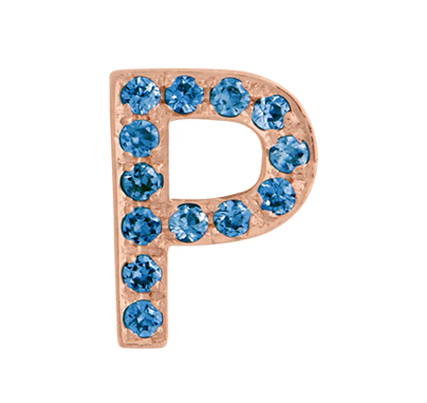 Rose Gold, Blue Diamond Letter Bead - Image 44