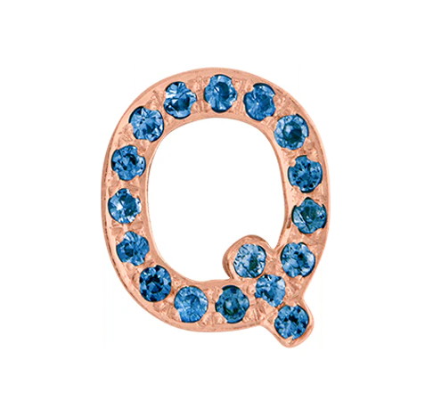 Rose Gold, Blue Diamond Letter Bead - Image 45