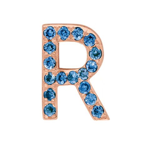 Rose Gold, Blue Diamond Letter Bead - Image 46