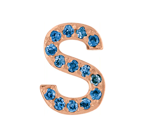 Rose Gold, Blue Diamond Letter Bead - Image 47
