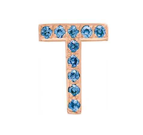 Rose Gold, Blue Diamond Letter Bead - Image 48