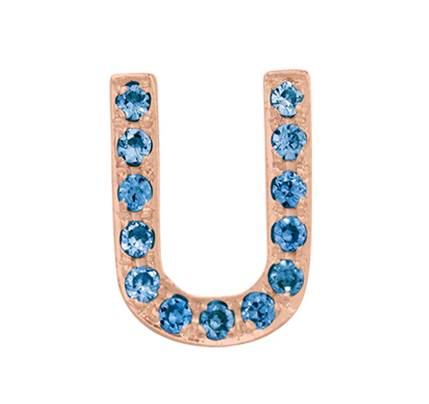Rose Gold, Blue Diamond Letter Bead - Image 49