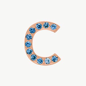 Rose Gold, Blue Diamond Letter Bead - Image 5