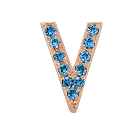 Rose Gold, Blue Diamond Letter Bead - Image 50