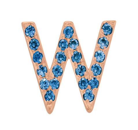 Rose Gold, Blue Diamond Letter Bead - Image 51