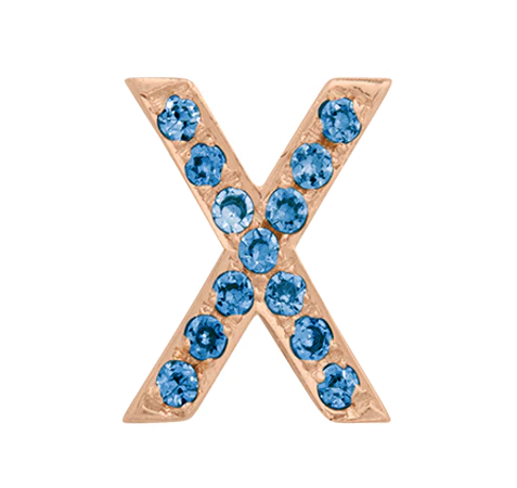 Rose Gold, Blue Diamond Letter Bead - Image 52