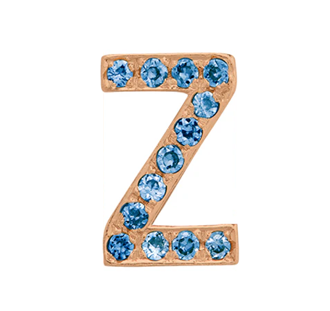 Rose Gold, Blue Diamond Letter Bead - Image 54