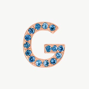 Rose Gold, Blue Diamond Letter Bead - Image 9