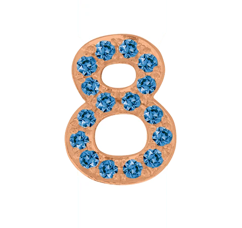 Rose Gold, Blue Diamond Number Bead - Image 11