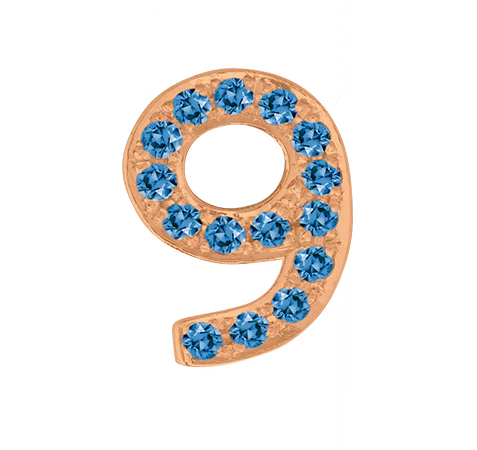 Rose Gold, Blue Diamond Number Bead - Image 12