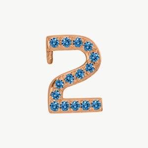 Rose Gold, Blue Diamond Number Bead - Image 15