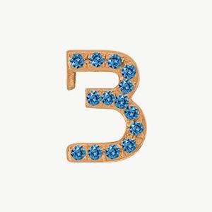Rose Gold, Blue Diamond Number Bead - Image 16