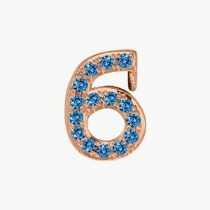 Rose Gold, Blue Diamond Number Bead - Image 19