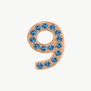 Rose Gold, Blue Diamond Number Bead - Image 22
