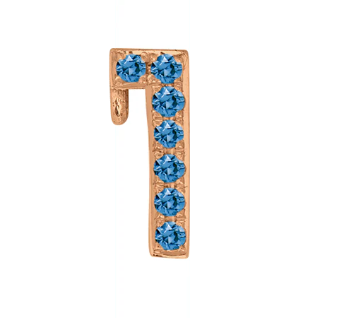 Rose Gold, Blue Diamond Number Bead - Image 4