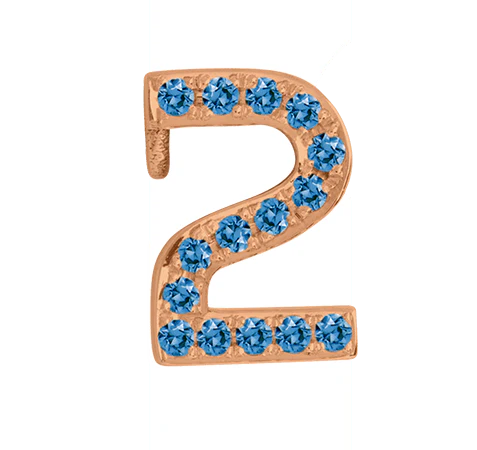 Rose Gold, Blue Diamond Number Bead - Image 5