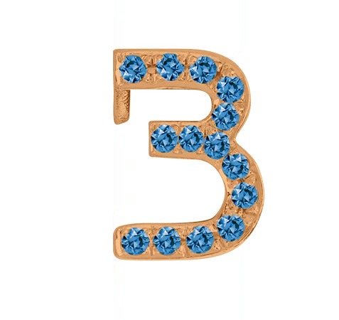 Rose Gold, Blue Diamond Number Bead - Image 6