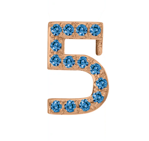 Rose Gold, Blue Diamond Number Bead - Image 8