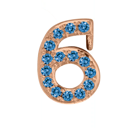 Rose Gold, Blue Diamond Number Bead - Image 9