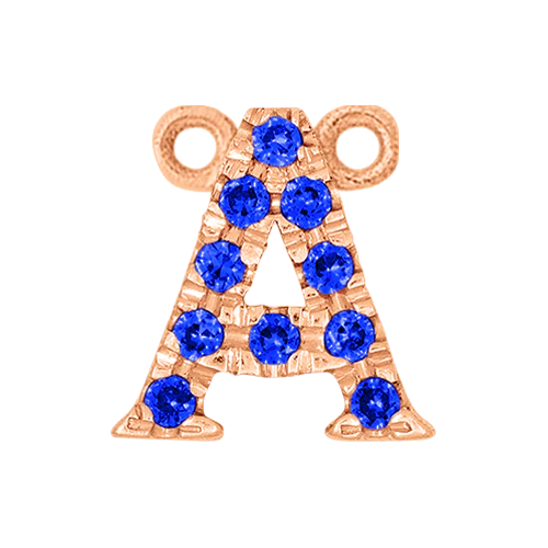Blue Sapphire + 14k Rose Gold Letter Charm