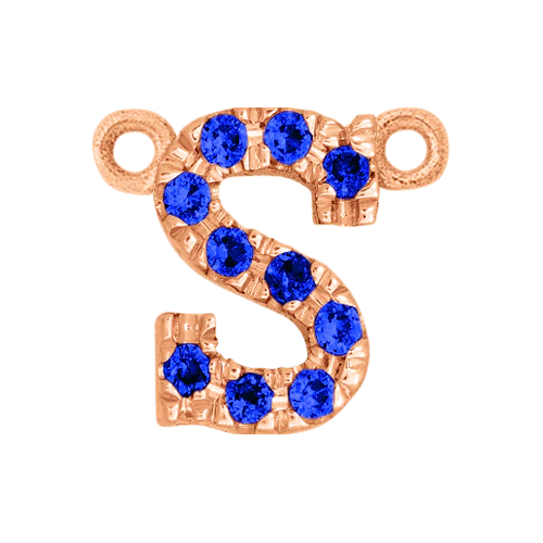 Blue Sapphire + 14k Rose Gold Letter Charm - Image 19