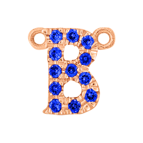 Blue Sapphire + 14k Rose Gold Letter Charm - Image 2