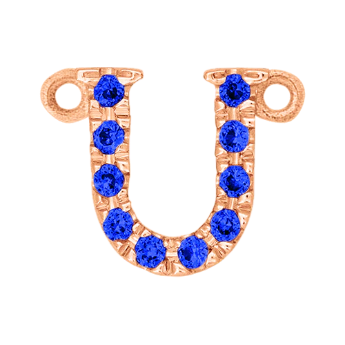 Blue Sapphire + 14k Rose Gold Letter Charm - Image 21