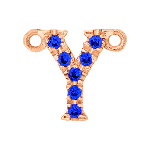 Blue Sapphire + 14k Rose Gold Letter Charm - Image 25