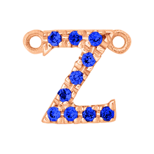 Blue Sapphire + 14k Rose Gold Letter Charm - Image 26