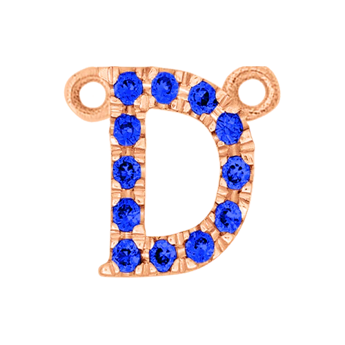 Blue Sapphire + 14k Rose Gold Letter Charm - Image 4