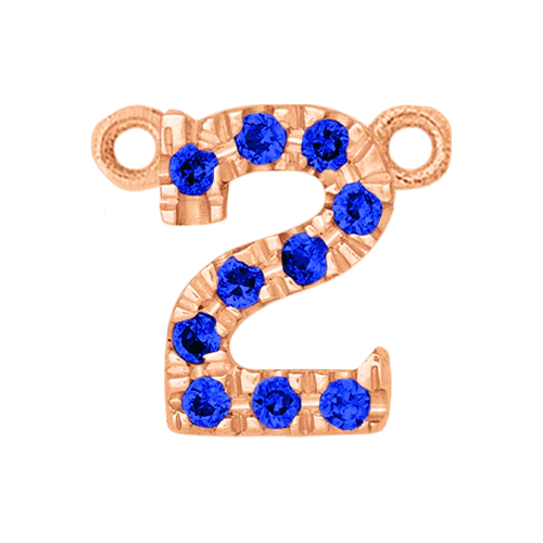 Blue Sapphire + 14k Rose Gold Number Charm - Image 3
