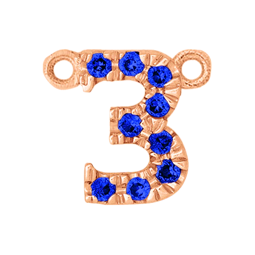 Blue Sapphire + 14k Rose Gold Number Charm - Image 4