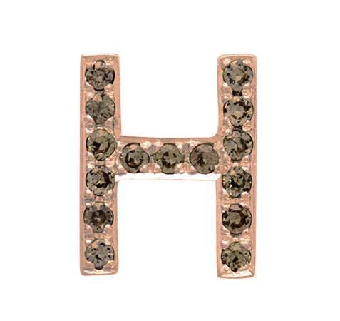 Rose Gold, Brown Diamond Letter Bead - Image 10